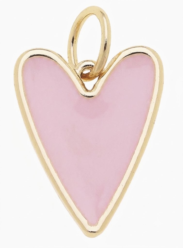 Pink Enamel Heart Charm