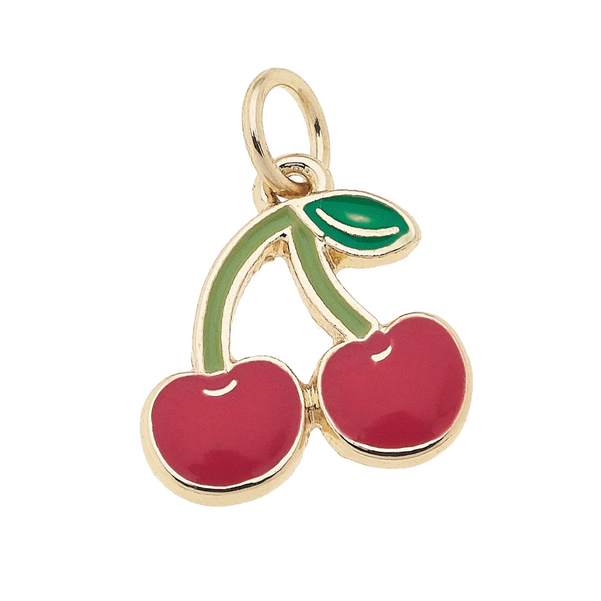 Enamel Cherries Charm in Pink & Green