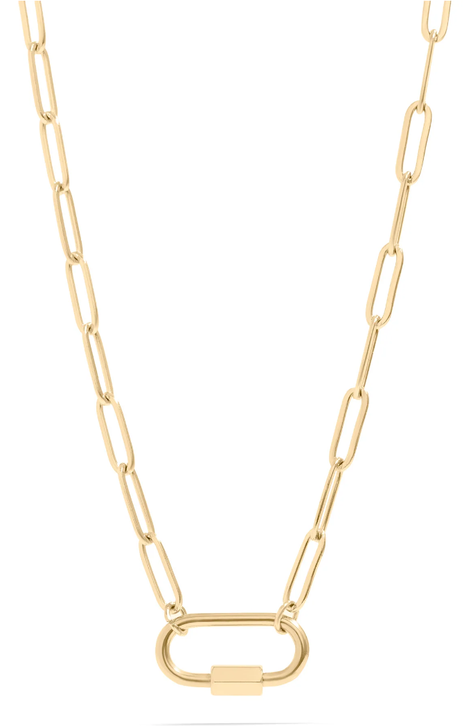 Paperclip Chain Necklace with Oval Carabiner Keeper
