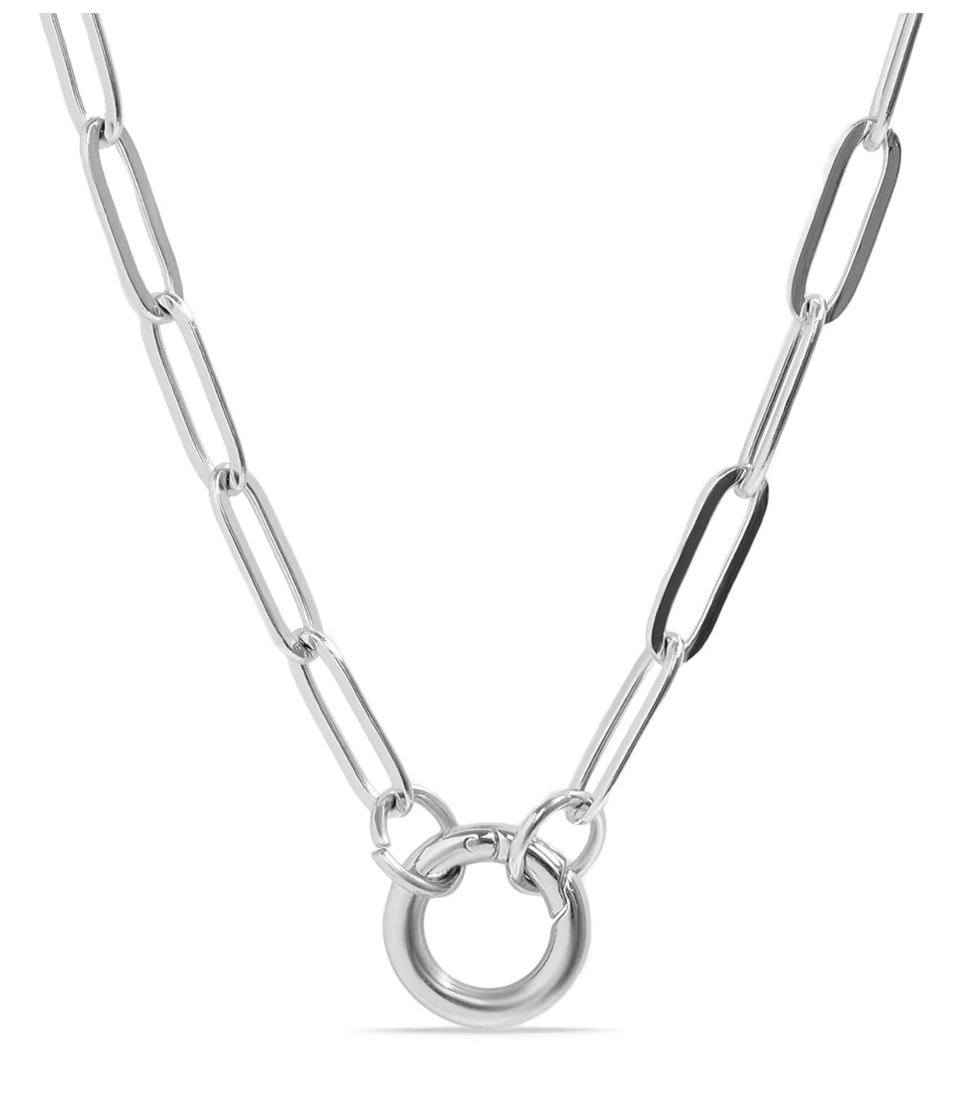 Paperclip Chain Necklace with Round Carabiner Keeper