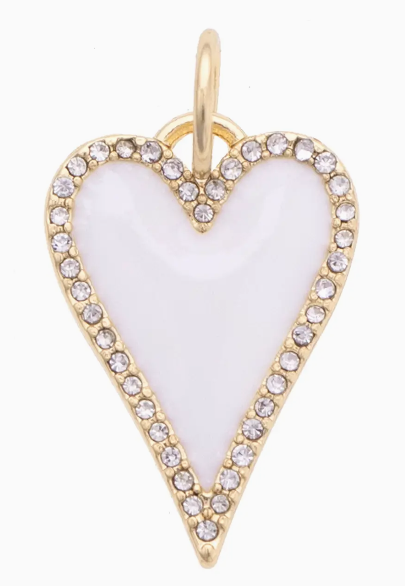Stretched Heart Pave Enamel Heart Charm