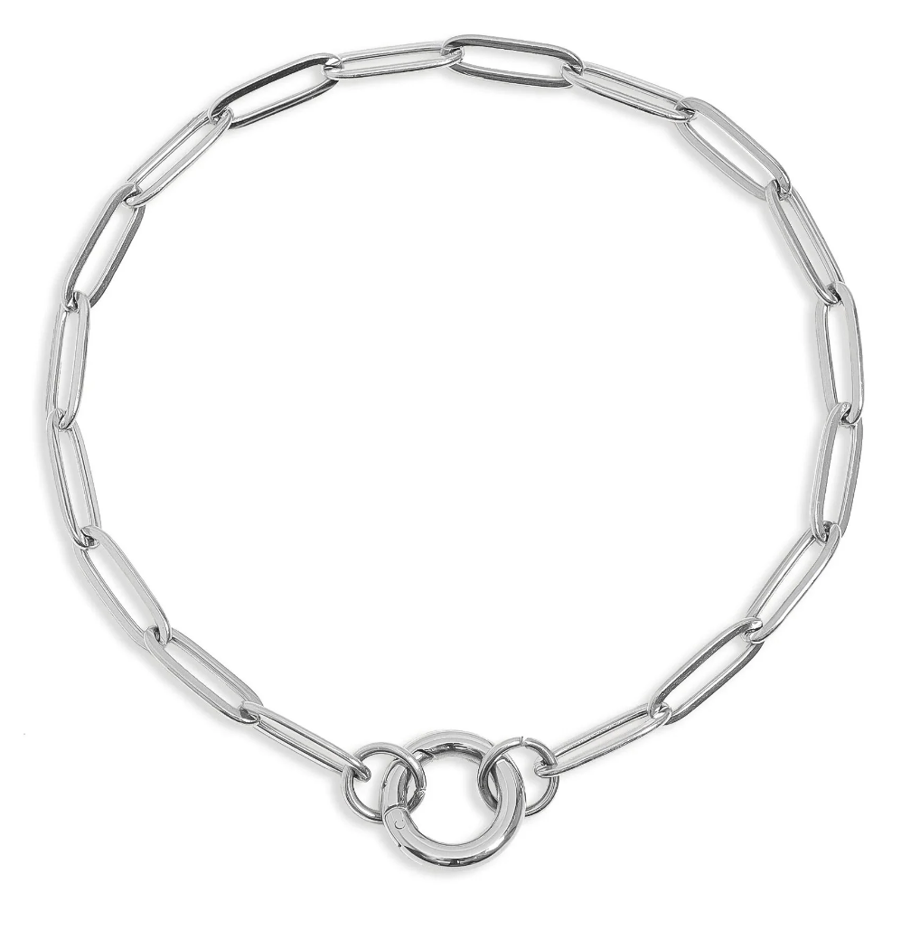 Paperclip Chain Bracelet with Carabiner Keeper
