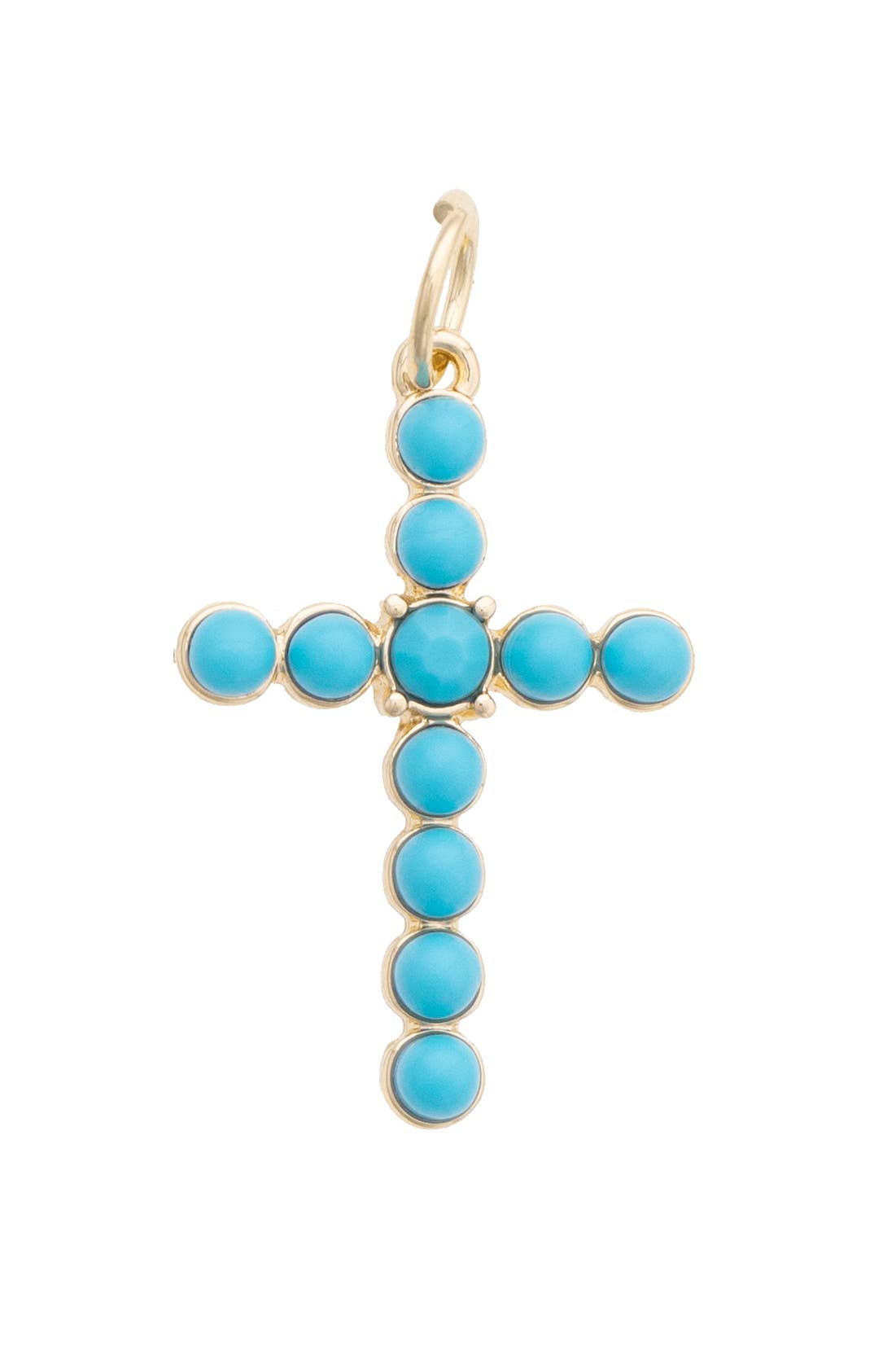 Studded Cross Charm in Turquoise