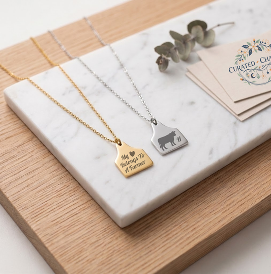 Engravable Cow Tag Necklace