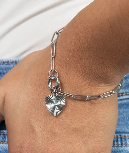 Paperclip Chain Bracelet with Carabiner Keeper