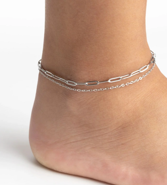 Double Row Loop & Paperclip Anklet Keeper