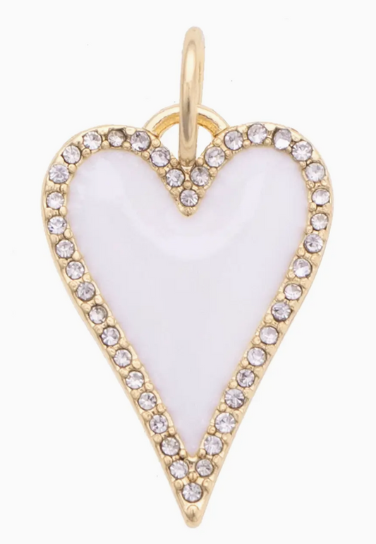 Stretched Heart Pave Enamel Heart Charm