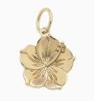 Hibiscus Flower Charm in Gold