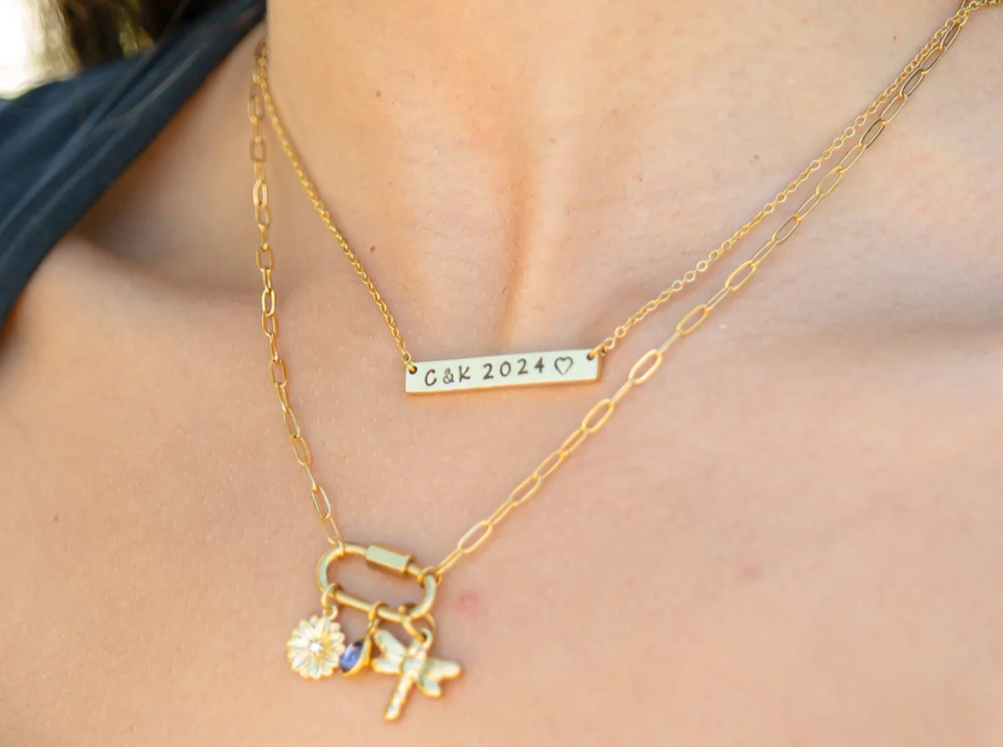 Engravable Horizontal Bar Signature Necklace
