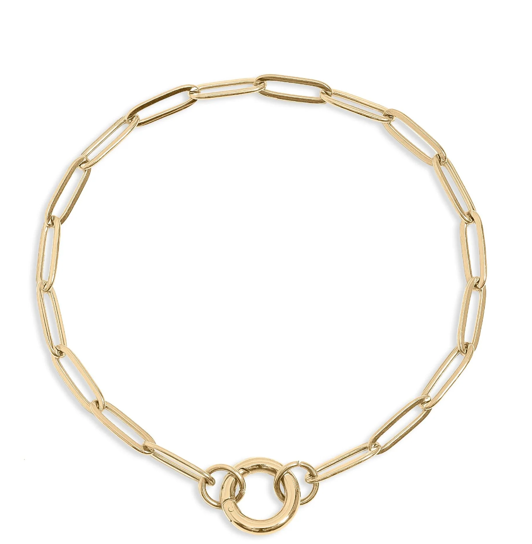 Paperclip Chain Bracelet with Carabiner Keeper