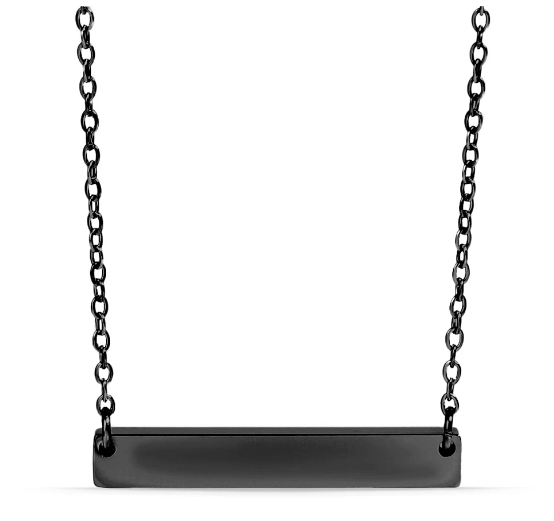 Engravable Horizontal Bar Signature Necklace