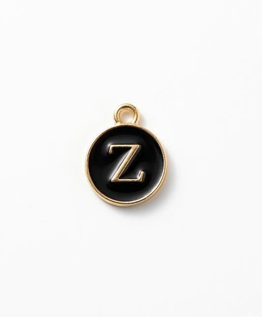 Black White Enamel Letter Charm