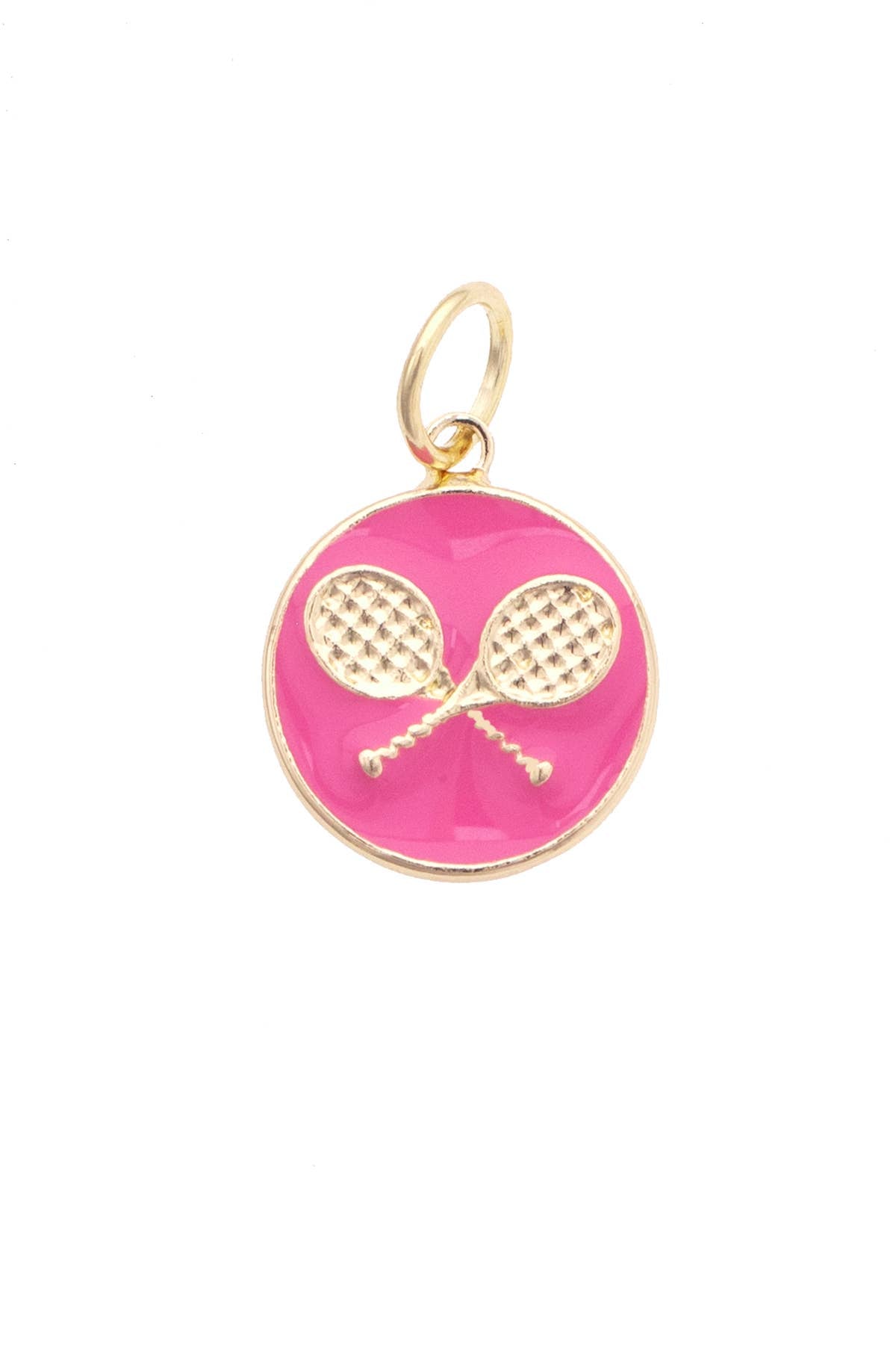 Circle Tennis Racquets Charm in Pink